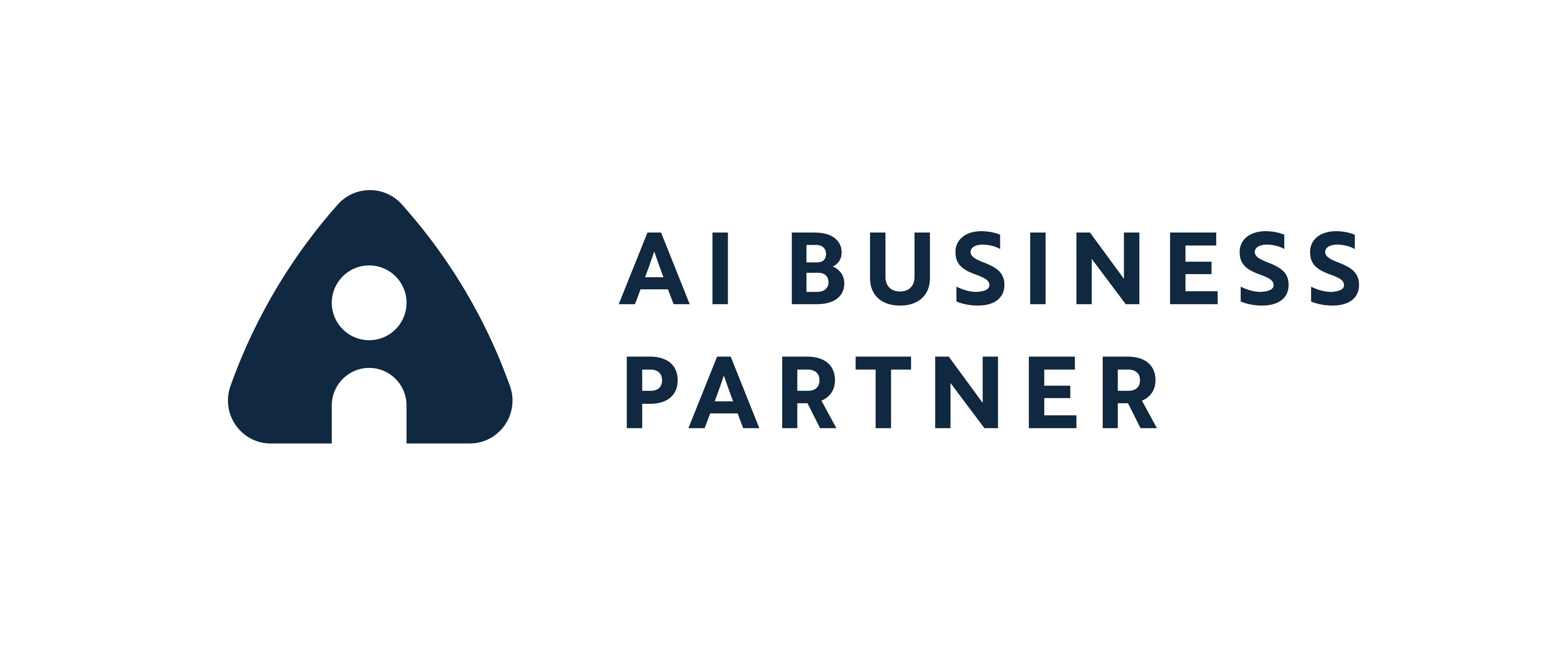 AI Business Partners logo. Et mørkeblåt stort A med et lille hvidt i indlejret som hullerne i A'et., Link til startsiden
